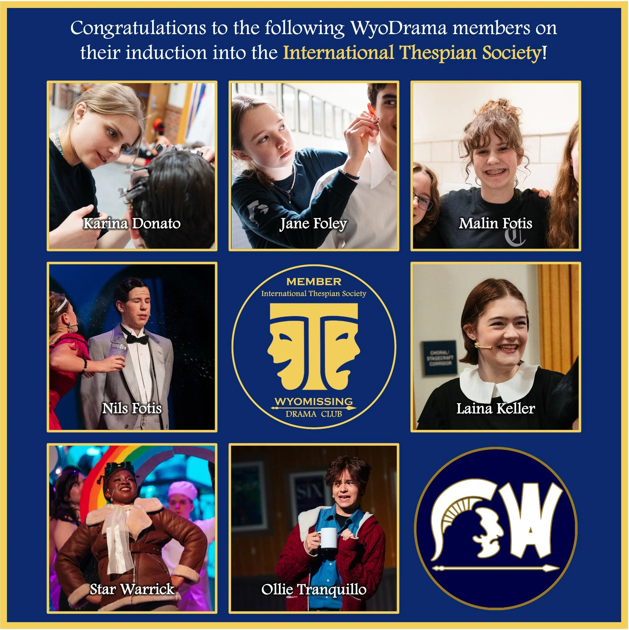 Today on World Family Day, we celebrate our family members who have just been inducted into the International Thespian Society!  Congratulations!