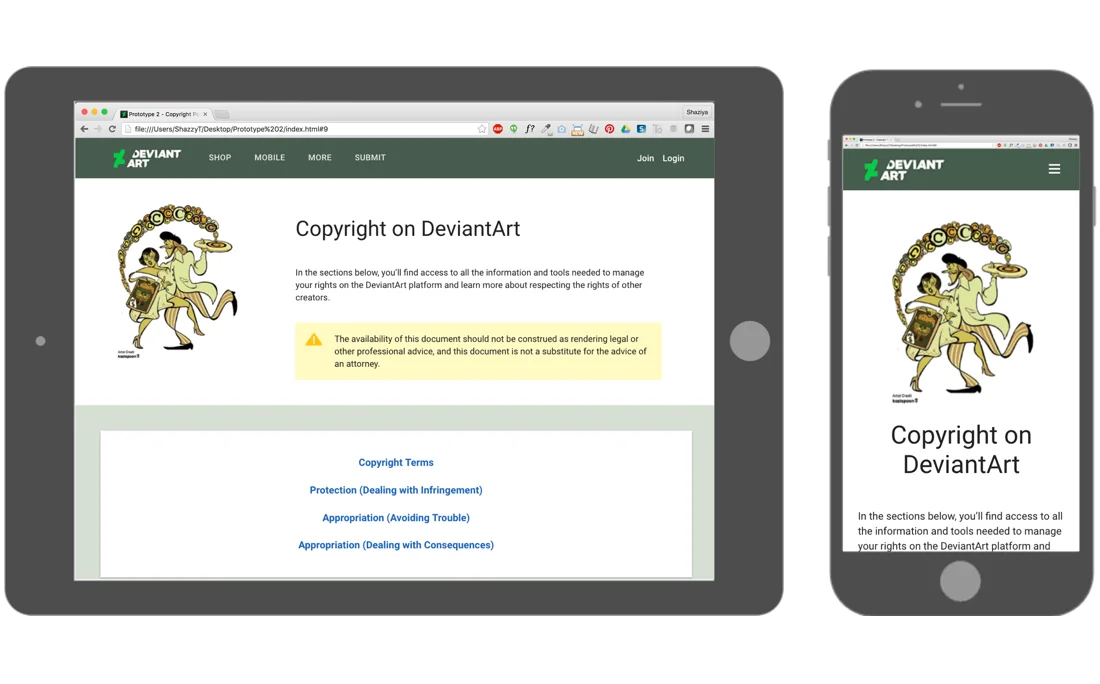 The application on a tablet and mobile phone