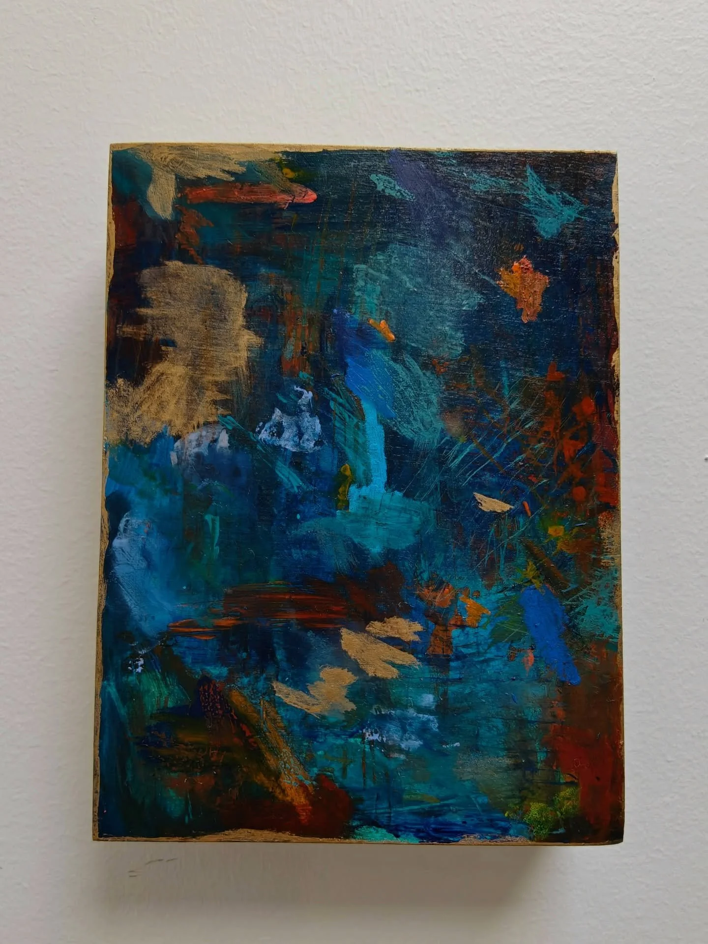 Want to buy yourself a colorful chunky piece (under $200) that can stand on its own or seamlessly blend into a gallery wall? These 6x8 pieces are on 1.5&rdquo; deep cradled wood panels, so they can be set on a bookshelf or hung! Each one is created i