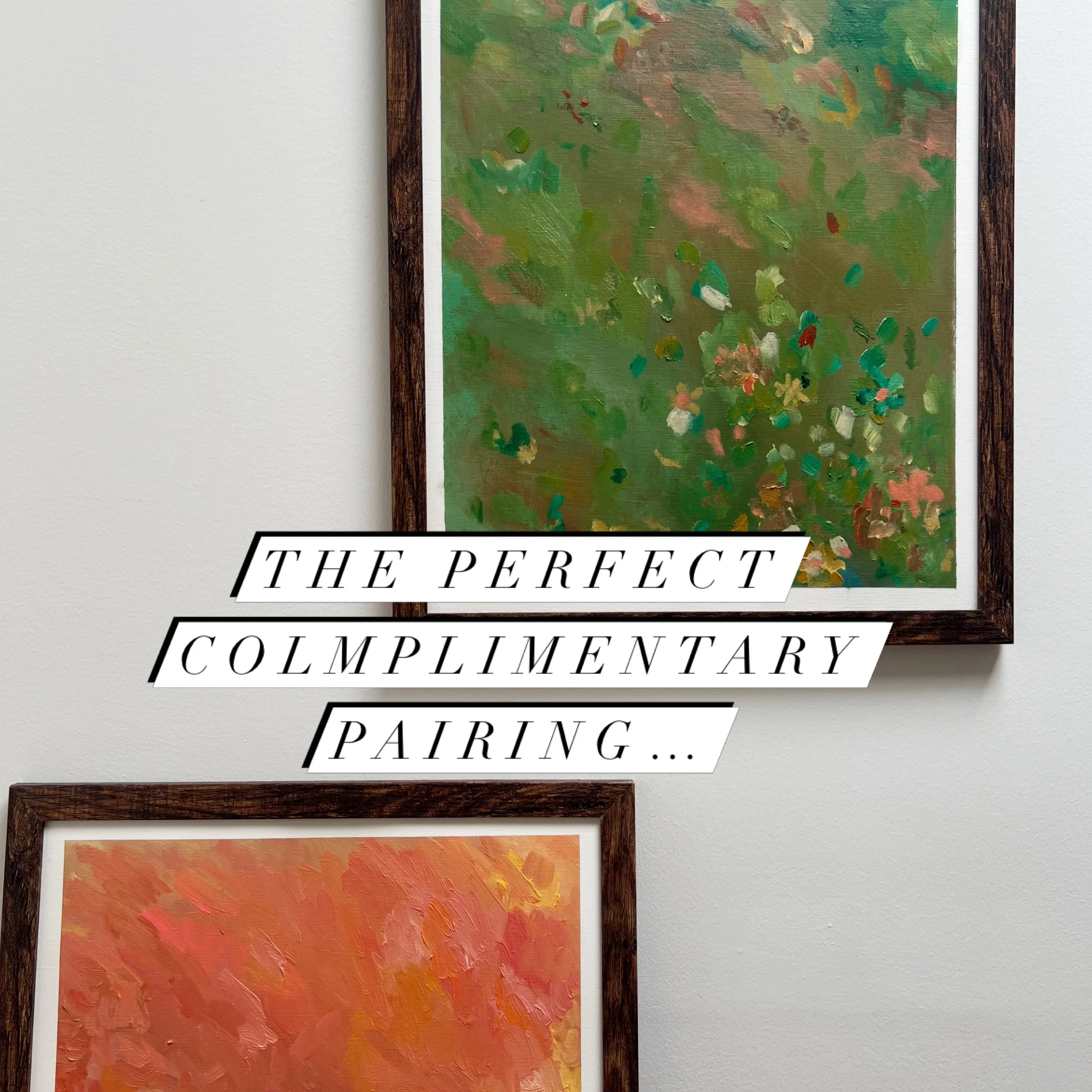 I love these two oil babies! 16x20 oil on canvas paper and framed
The colors look so good and complementary side by side,  but are still interesting enough to stand alone or in different rooms as part of a larger story! Swipe through for full detail 