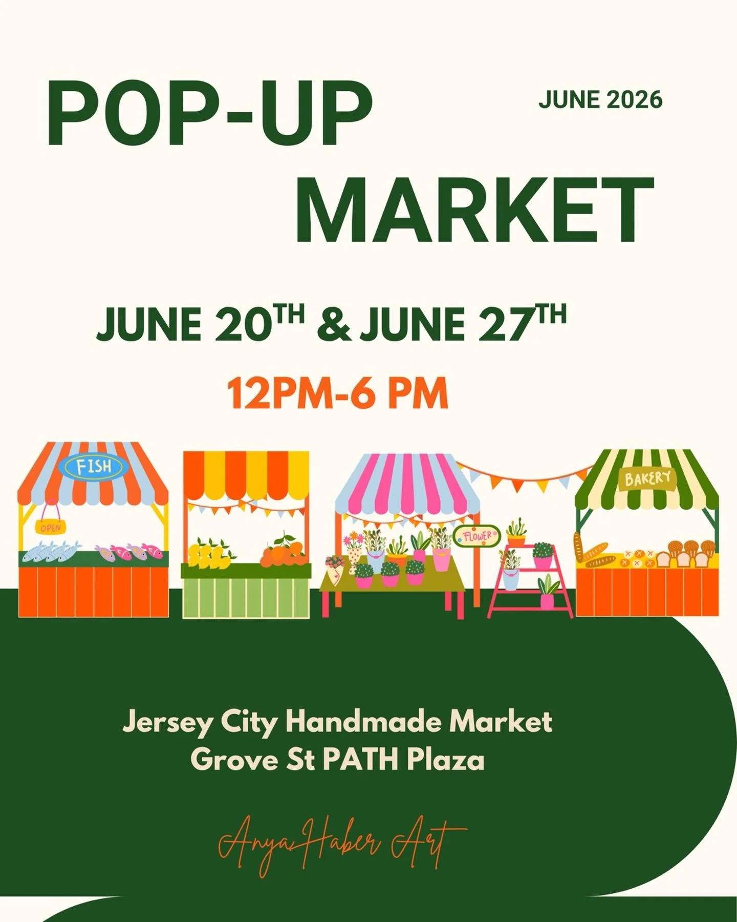Join me on Saturday, June 20th and June 27th for Downtown Jersey City&rsquo;s Handmade Market! I&rsquo;ll be at a table selling original art from 12 pm- 6pm at the Grove St PATH Plaza! There will be some new works and products to browse(handmade card