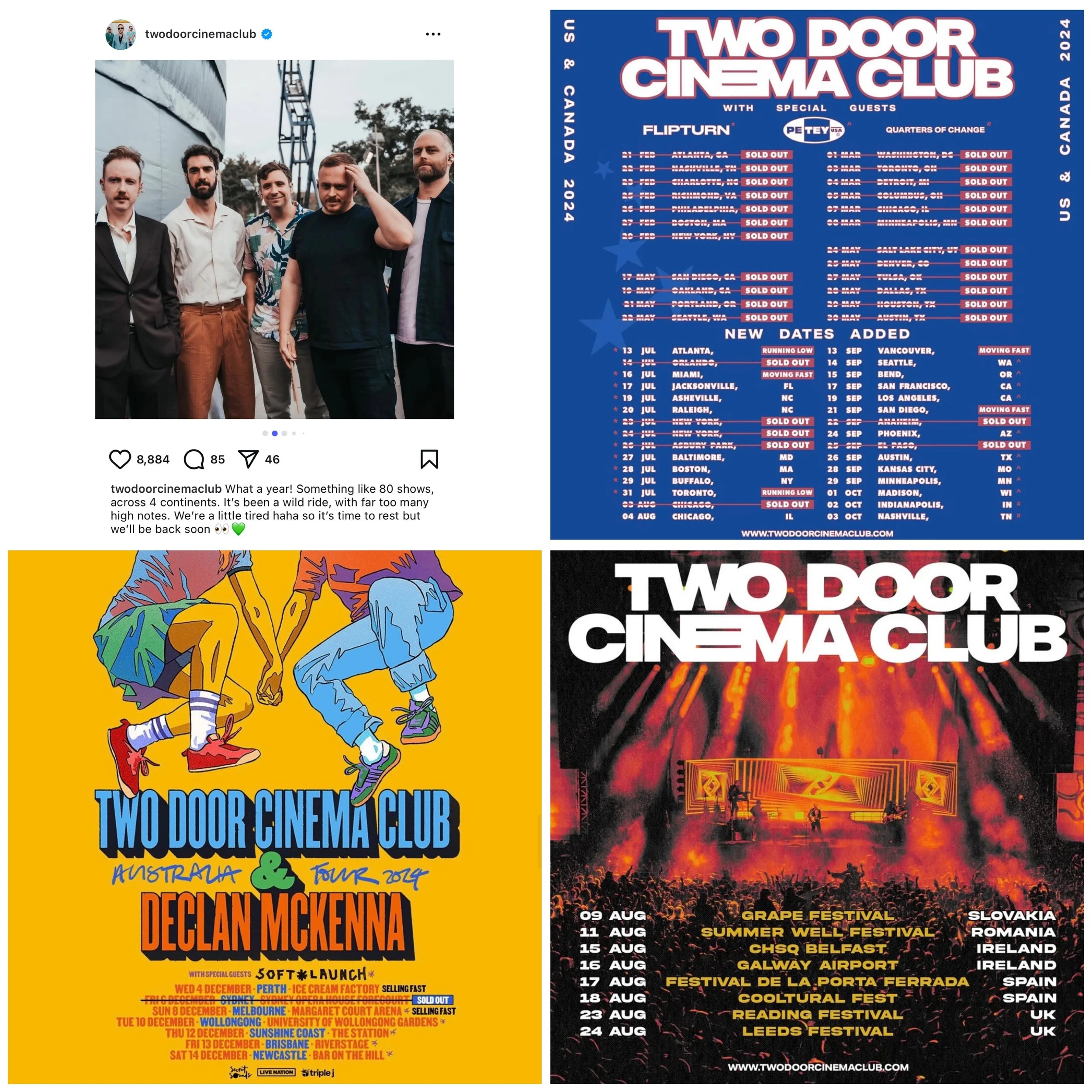 Two Door Cinema Club - Worldwide Touring. Keys, Guitar & Backing Vocals.