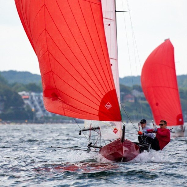 Helm D. Mcghan and Crew M. Davide on CAN 620 Boobie Too at #internatonal14 Worlds 2022 at @flensburger_segel_club @international.14 @international14.germany #bieker6 #glasersails