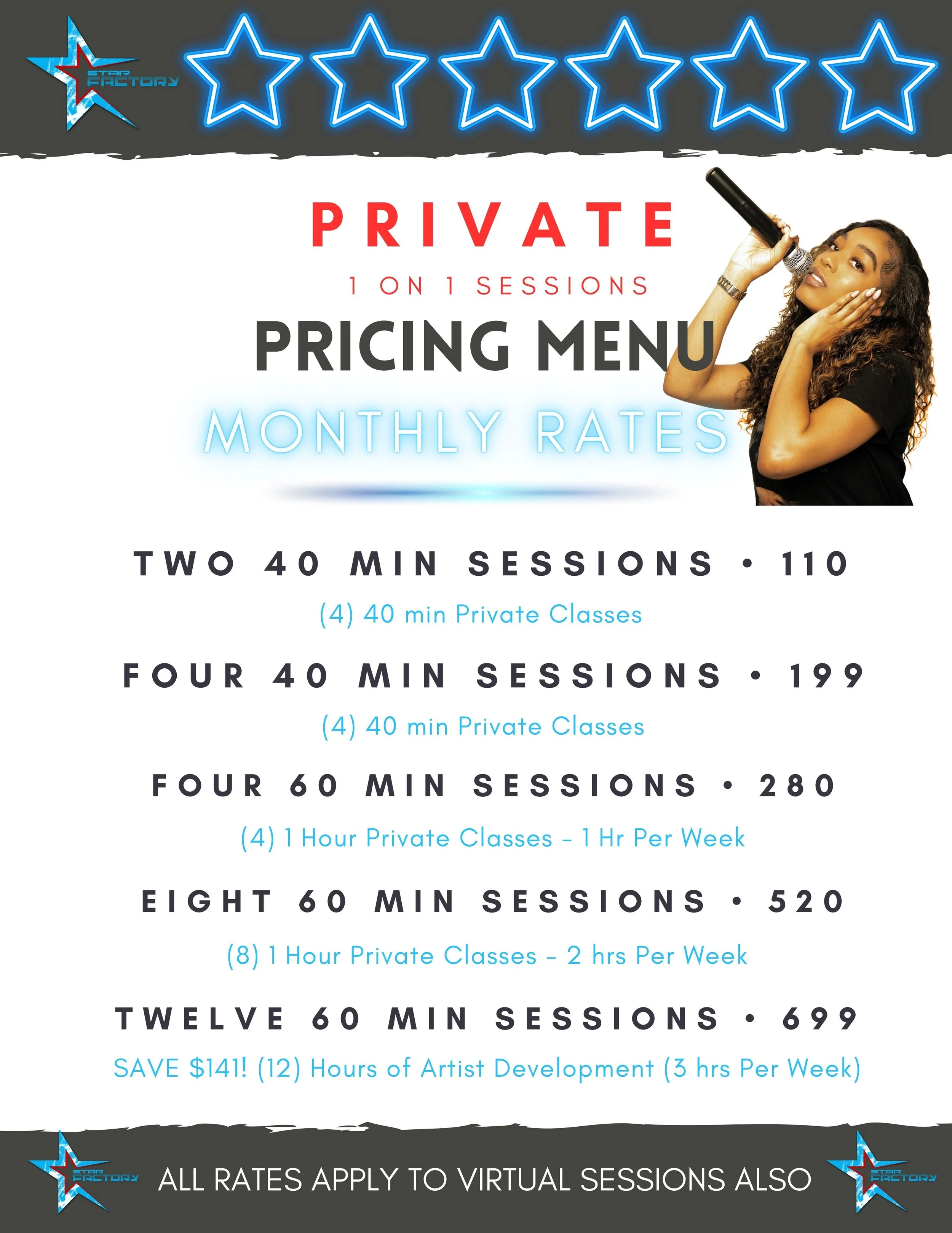 1-on-1 Sessions Menu