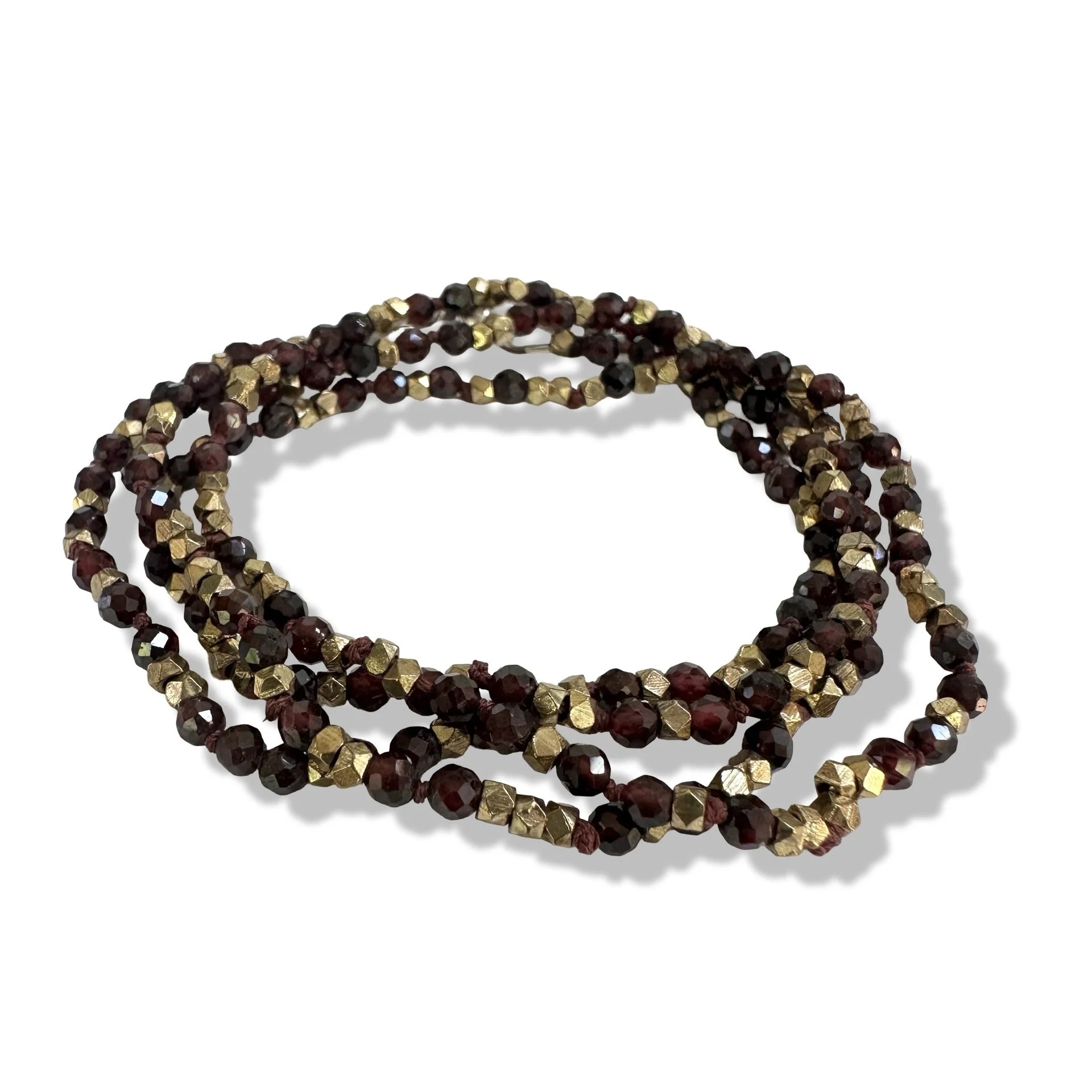 Garnet & Brass Wrap Bracelet/Necklace