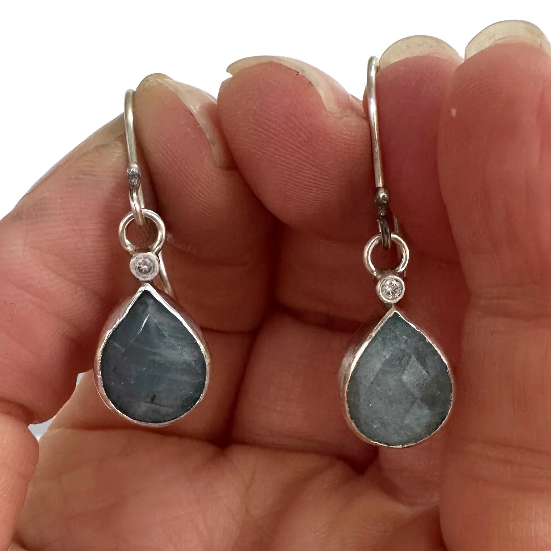 Aquamarine and Diamond Drop Earrings