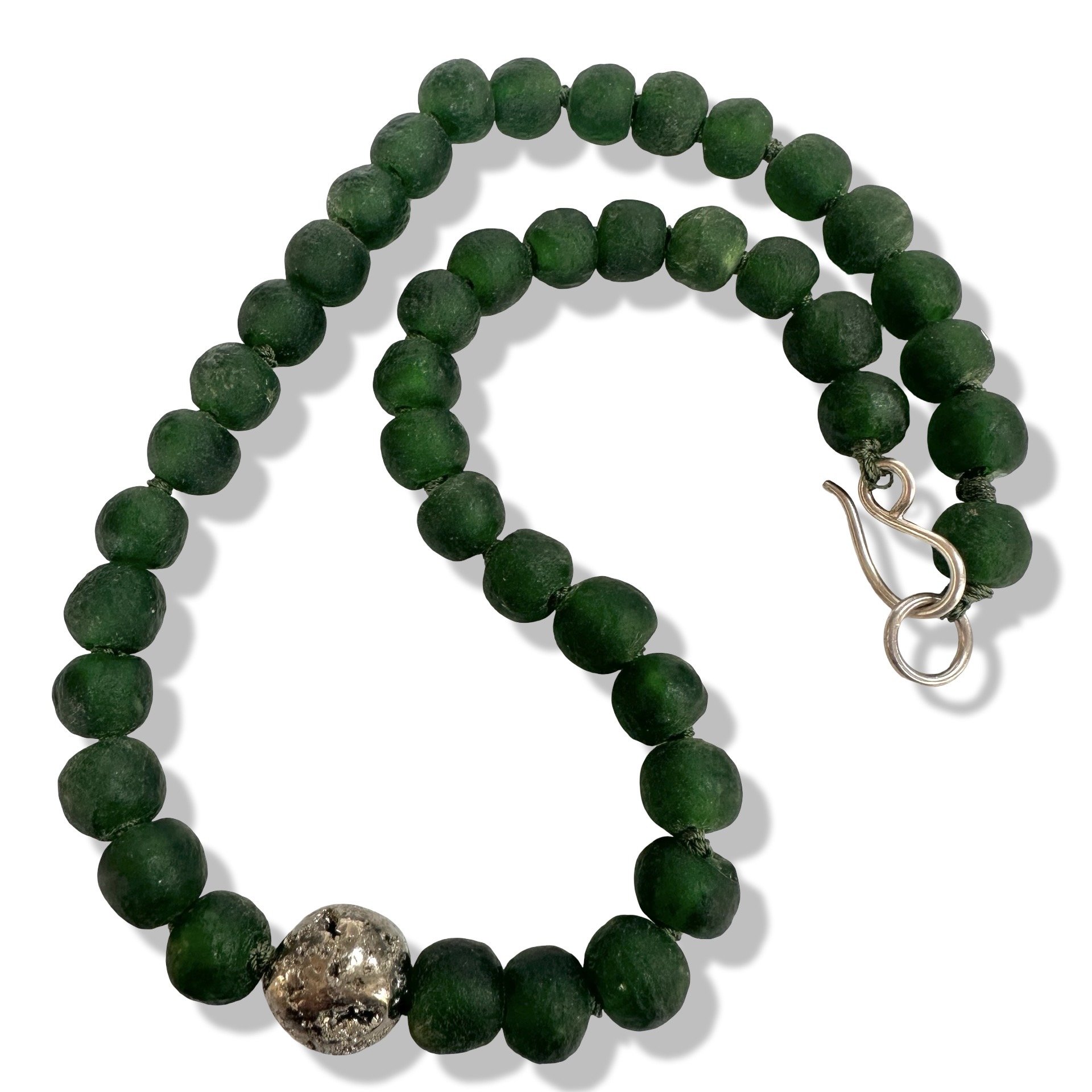 Bottle Glass & Pyrite Necklace