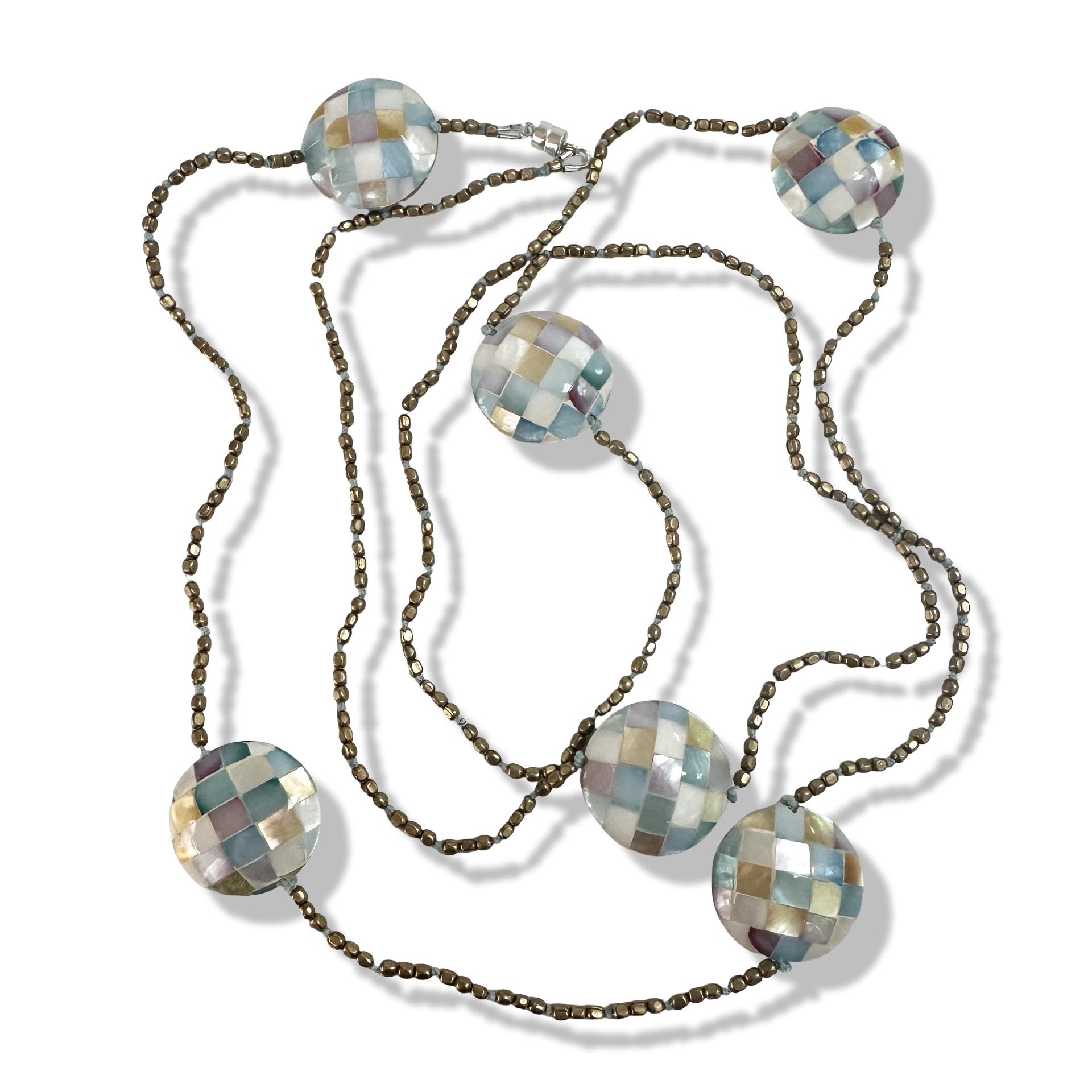 Mother of Pearl and Brass Necklace