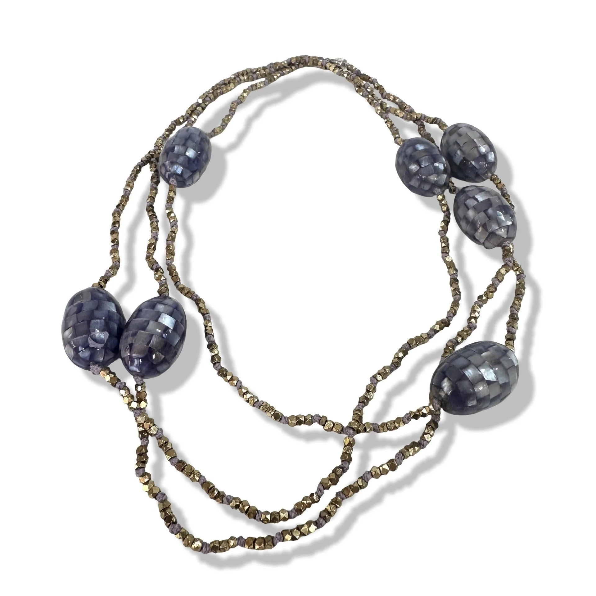 Dyed Purple Shell & Brass Necklace