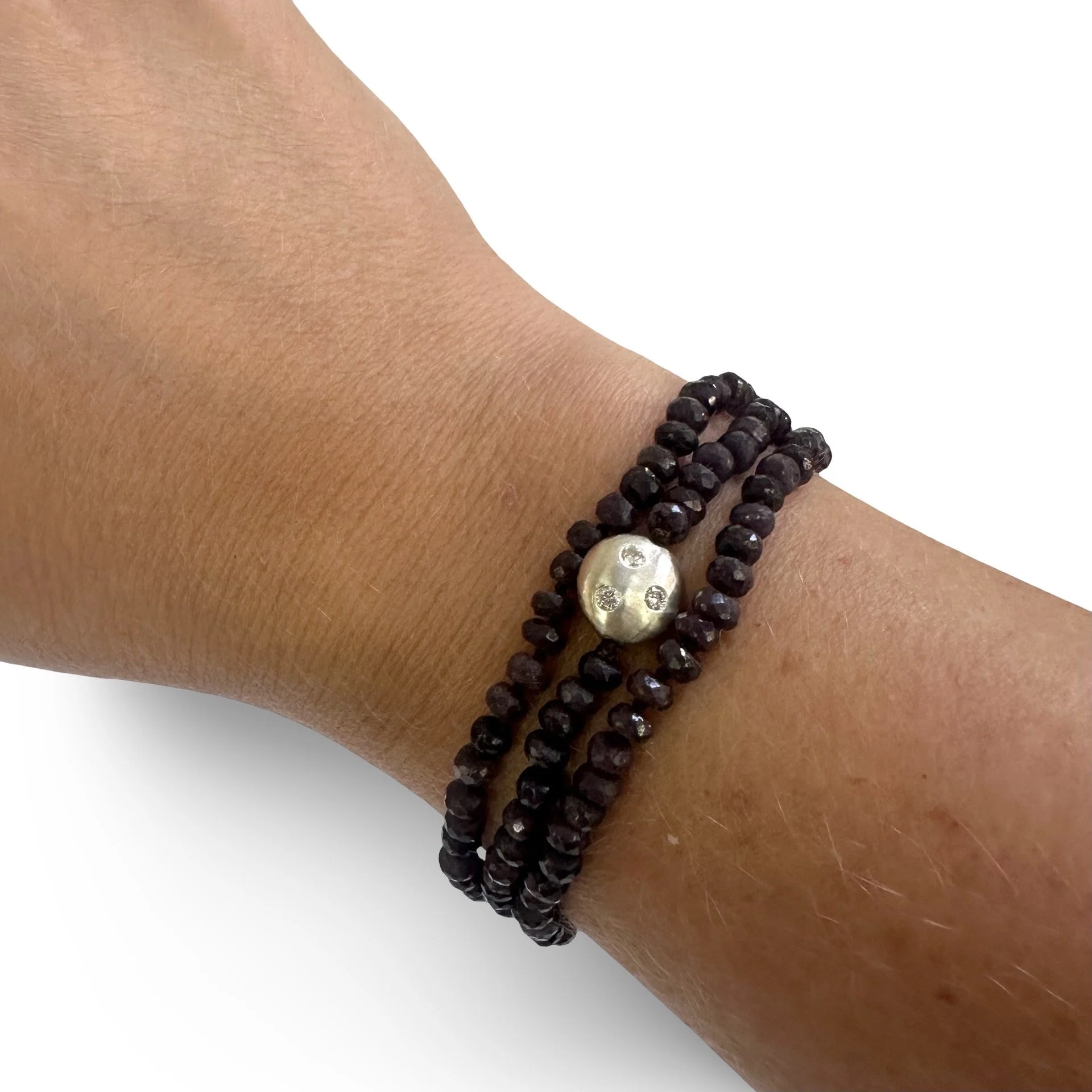 Sapphire, Sterling Silver & Diamond Wrap Bracelet/Necklace