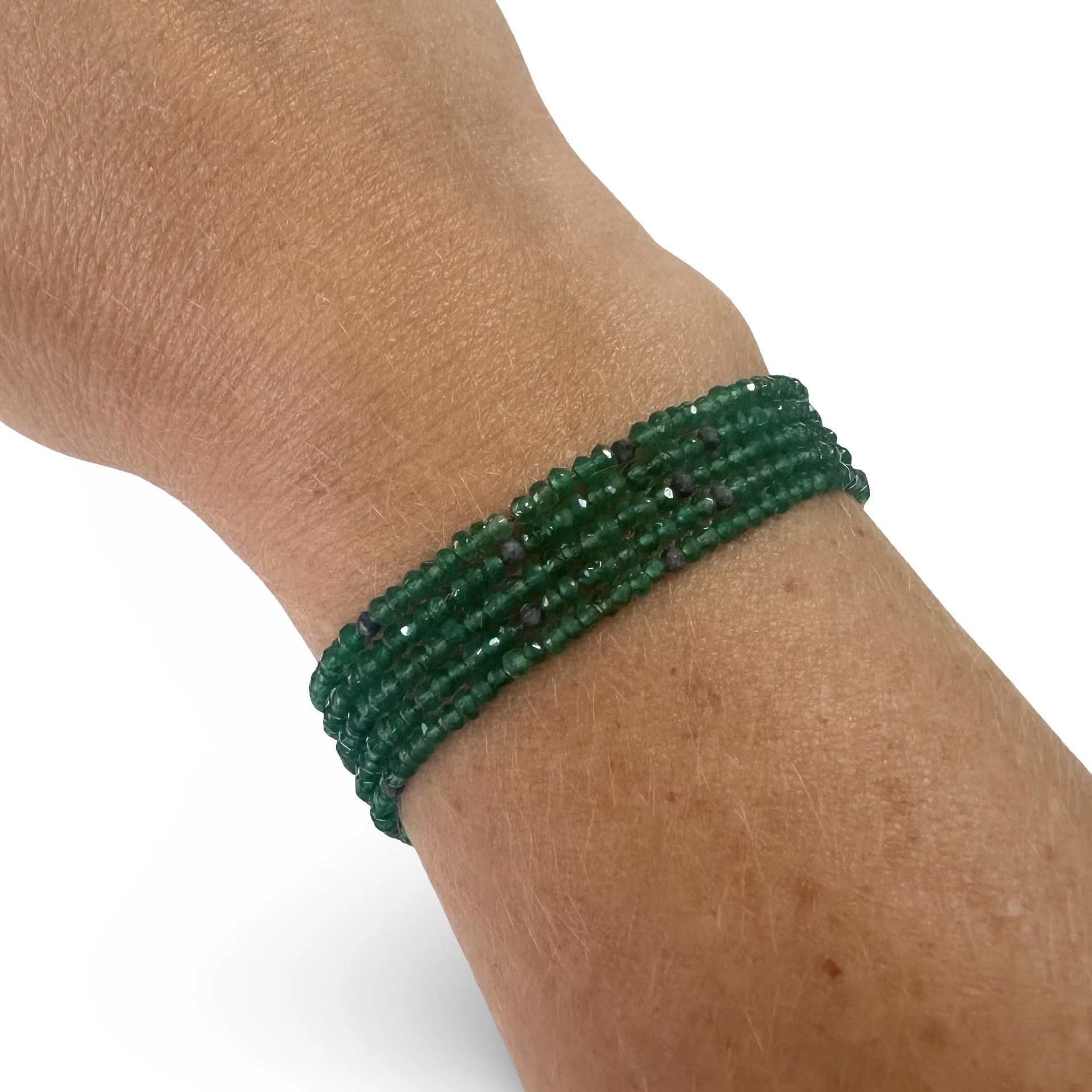 Mystery Gorgeous Green Beads and Blue Sapphire Multi Wrap Bracelet and Necklace
