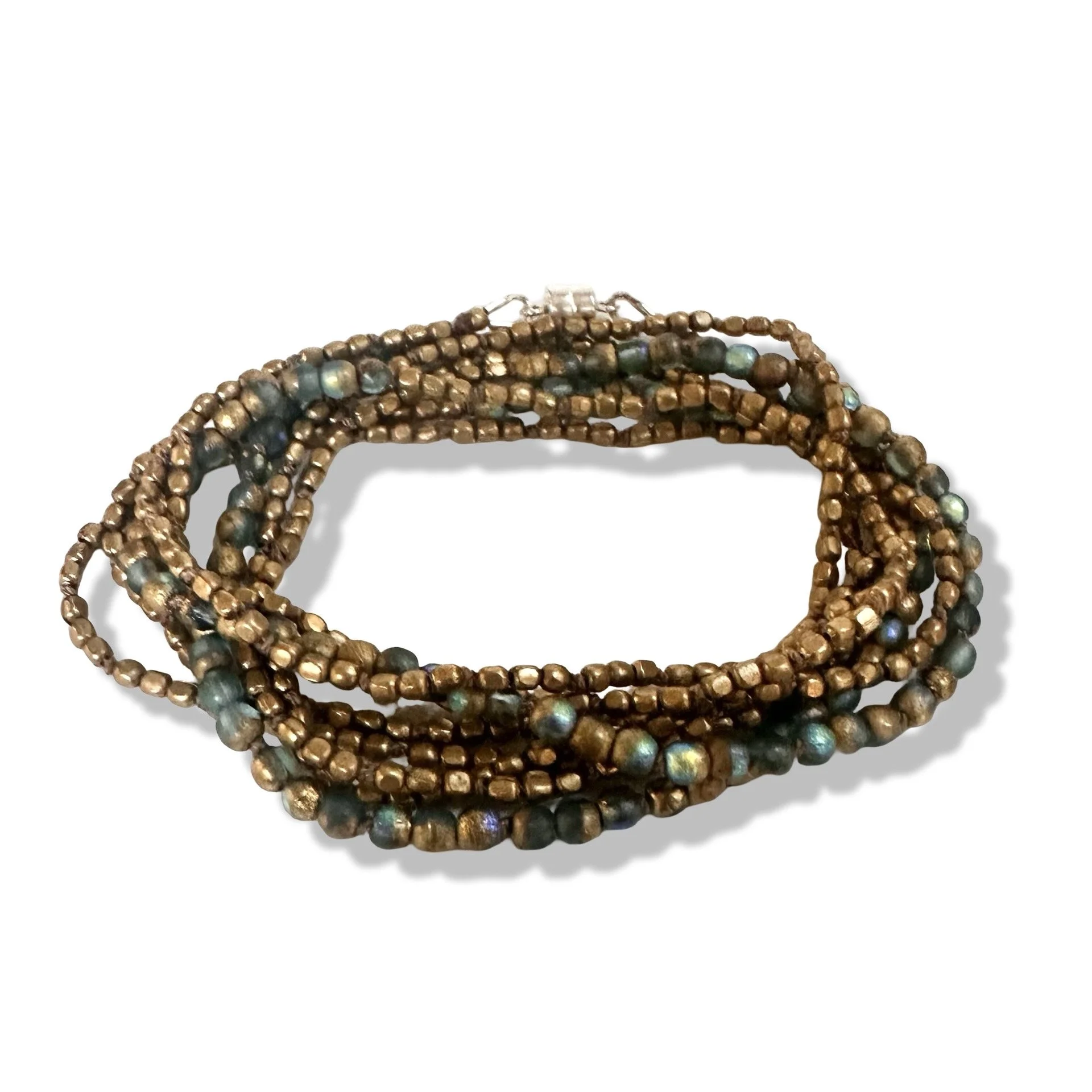 Brass & Glass Multi Wrap Bracelet and Necklace