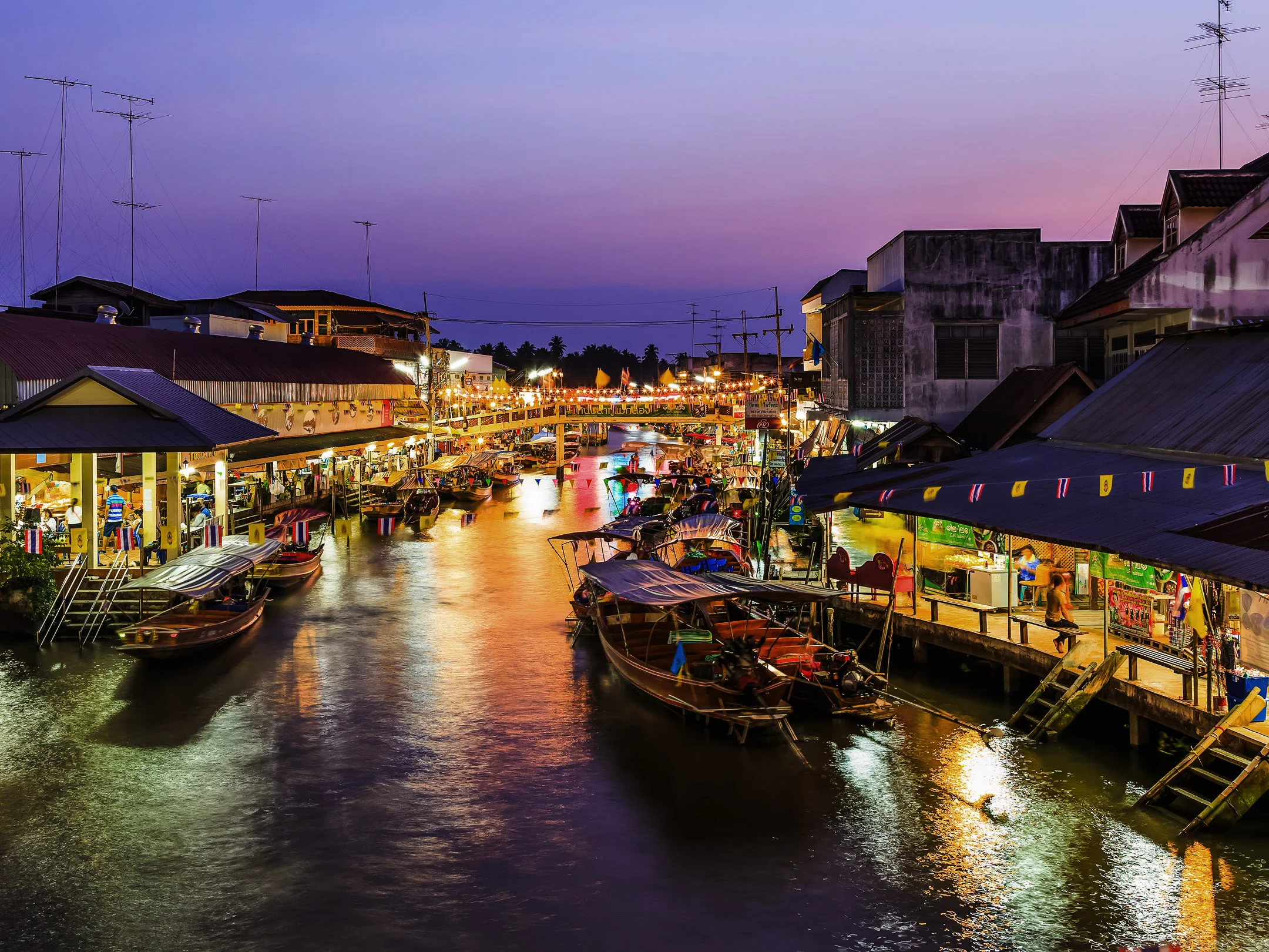 In the past, the main vehicle of the floating market visitors were rowboats. However, nowadays rowboats have been replaced by motorboats due to speed and convenience, leading to an unexpected impact on the firefly habitat.