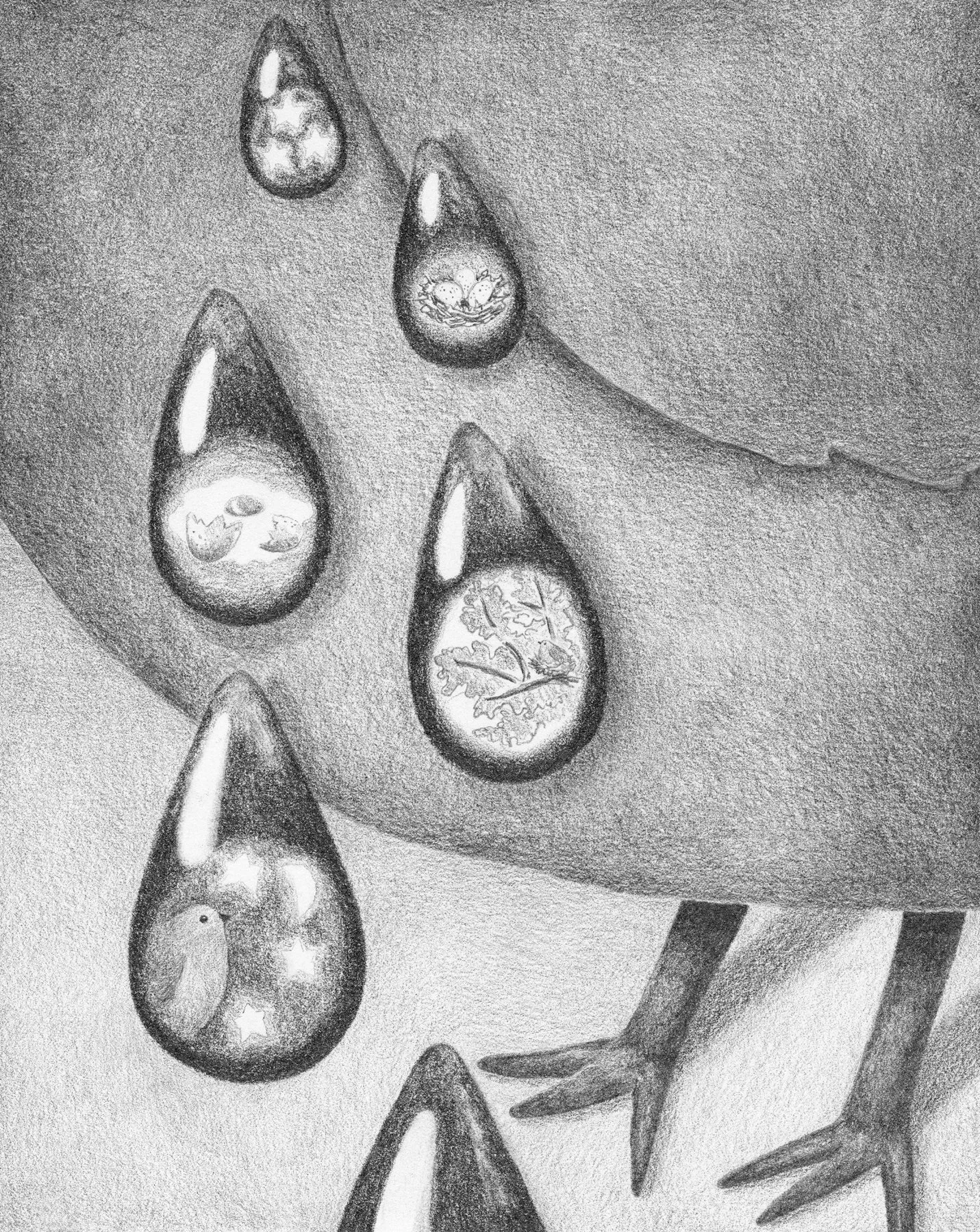 All At Once, graphite on paper, 2026
