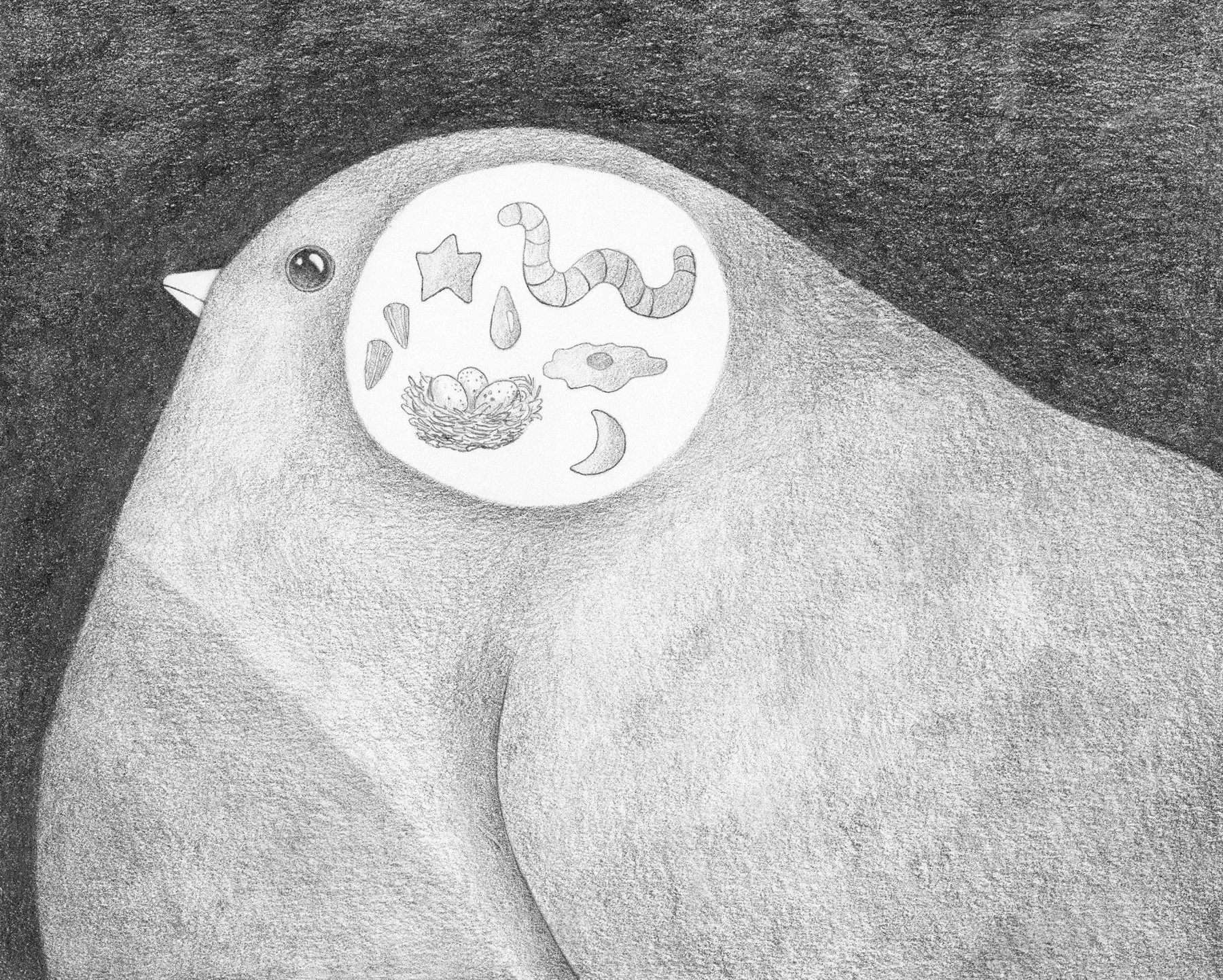 Thinking About, graphite on paper, 2026