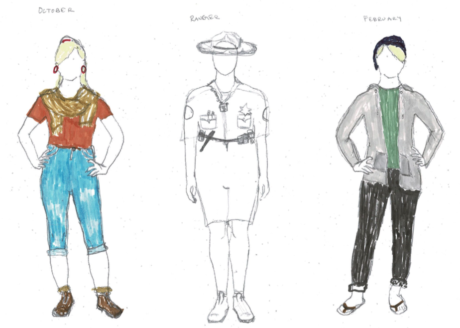  Preliminary Sketches for October, Ranger Dave, and February 