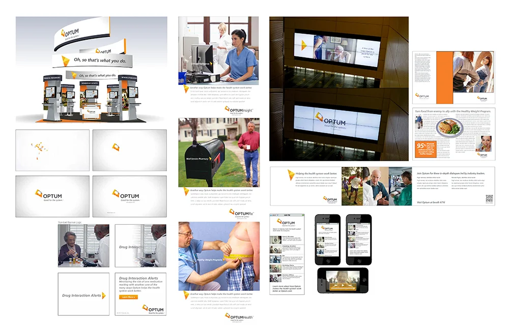  From trade show displays, animated mnemonics, video OOH, banners and landing pages everything was created in every channel to launch the Optum brand. 