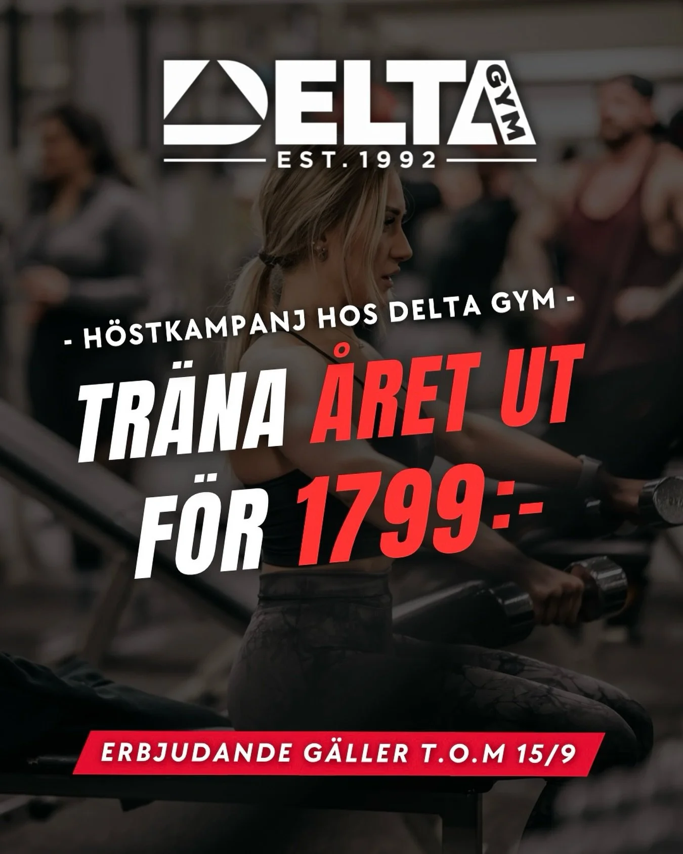 𝗧𝗿𝗮̈𝗻𝗮 𝗮̊𝗿𝗲𝘁 𝘂𝘁 🤩

𝟮𝟱% 𝗿𝗮𝗯𝗮𝘁𝘁 - Tr&auml;na till 31 december f&ouml;r endast 𝟭𝟳𝟵𝟵:- 🏋️&zwj;♀️ (ordinariepris: 2399kr)

Erbjudandet g&auml;ller t.o.m 15/9-2026 - V&auml;lkomna! 

#deltagym #tr&auml;na&aring;retut #erbjudande #g