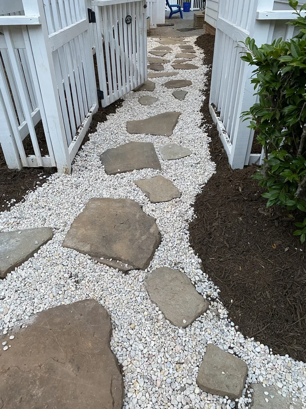 Flagstone and gravel garden path
