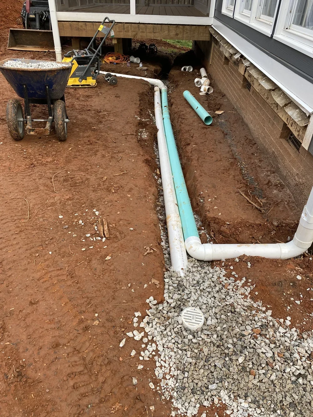 Drain installation to protect house foundation