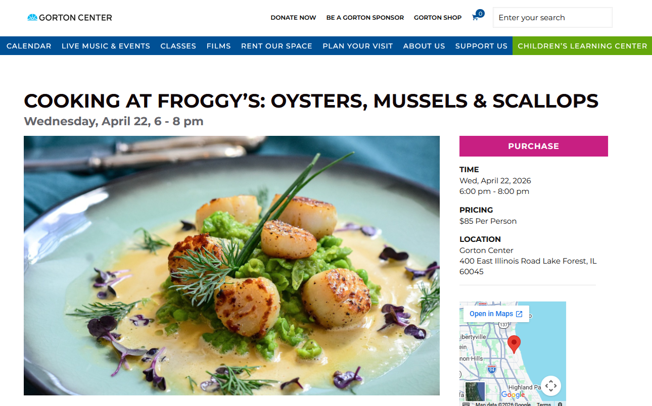 Cooking Class at Froggy's:  Oysters, Mussels &amp; Bay Scallops