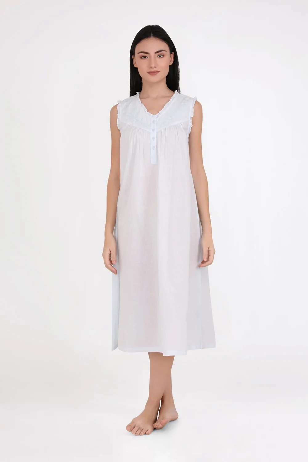 Women's Sleeveless 100 Cotton Nightgowns Sleeveless