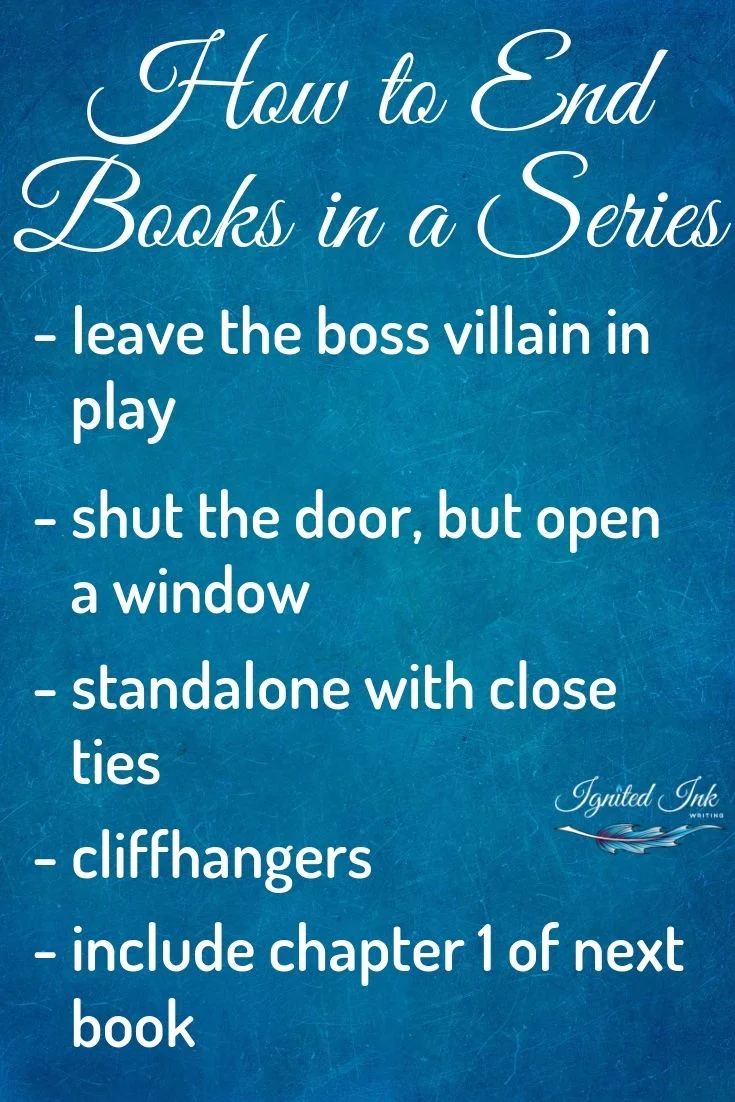 Ending books in a series is different than ending standalone novels or the final book. Each book in a series still needs to satisfy your reader in some way, but also retain enough of their interest to convince them to read the next book. Accomplishing this is not easy and can be the difference between a series readers can’t stop reading and one they never finish.