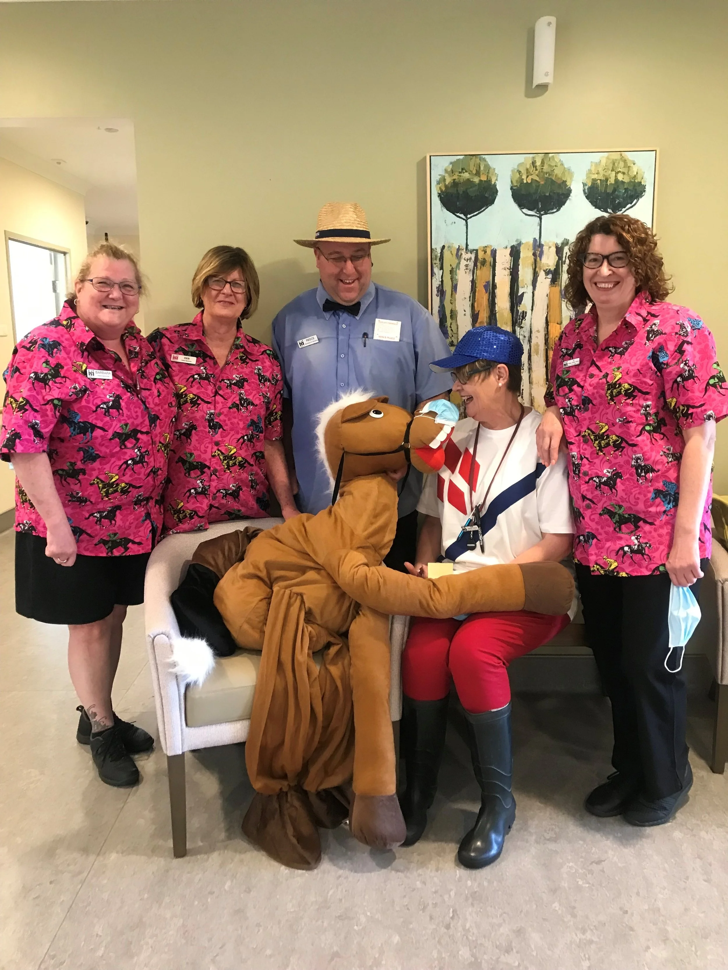 The Forrest Centre Hospice had a "horse" visit on Melbourne Cup Day