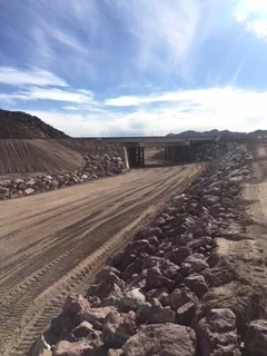 Finished dike & channel w/ Riprap near Ludlow, CA