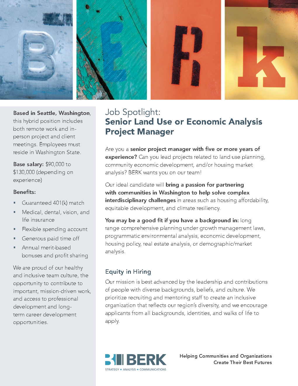 Senior Land Use or Economic Analysis Project Manager