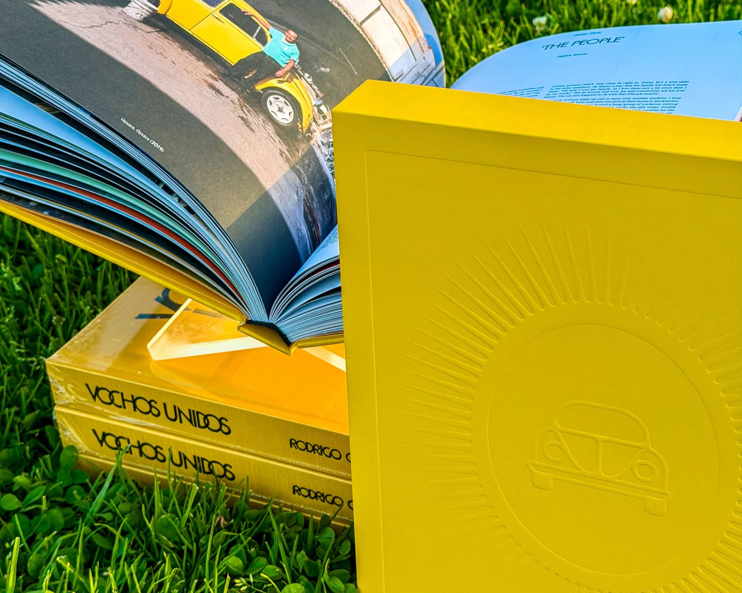 The cover of Vochos Unidos, an automotive travel photobook about Volkswagen Beetle culture in Mexico. Published by Carrara Media.