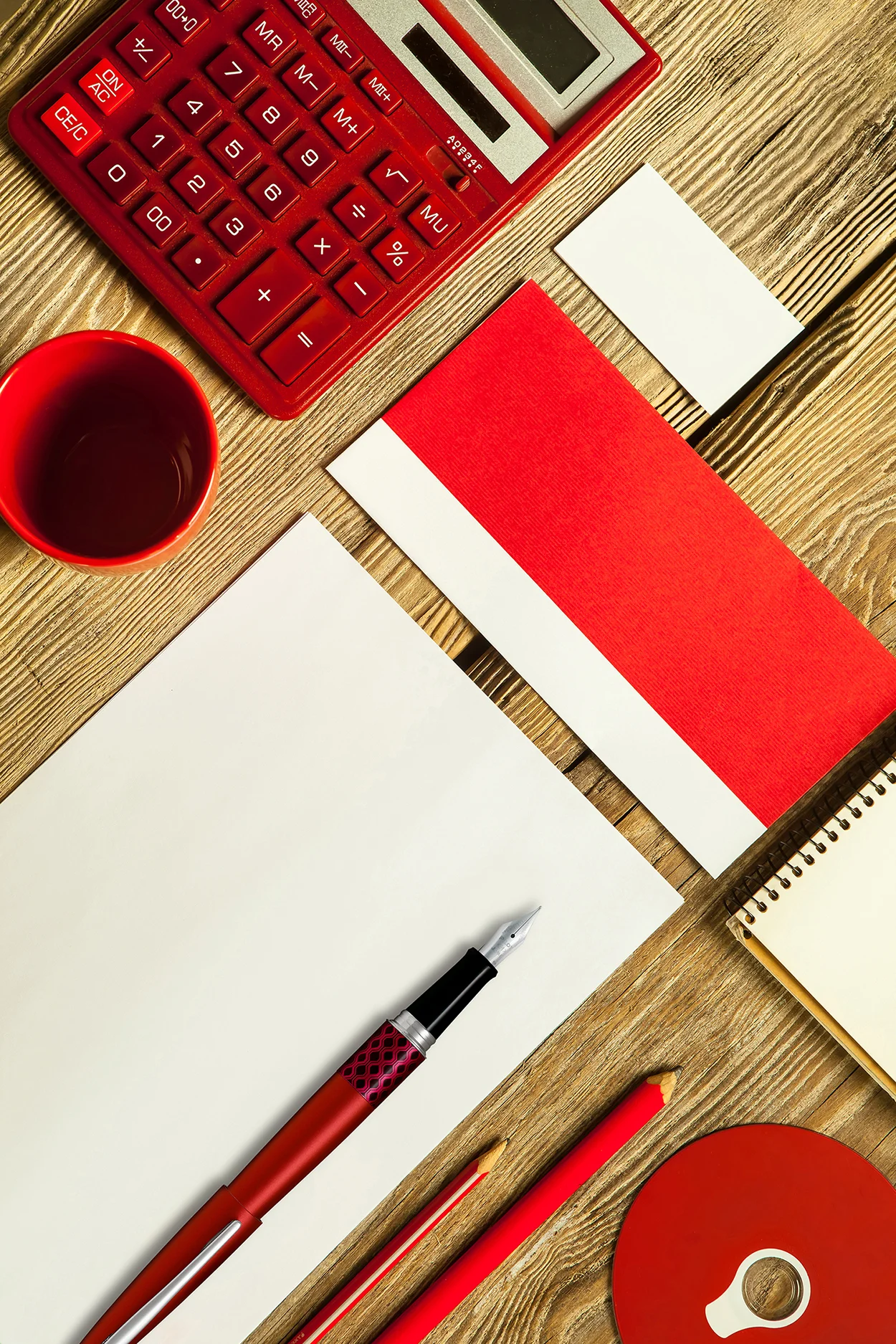 Pilot MR 3 Colourful Red Wave In situ Stationery Flat lay.jpg