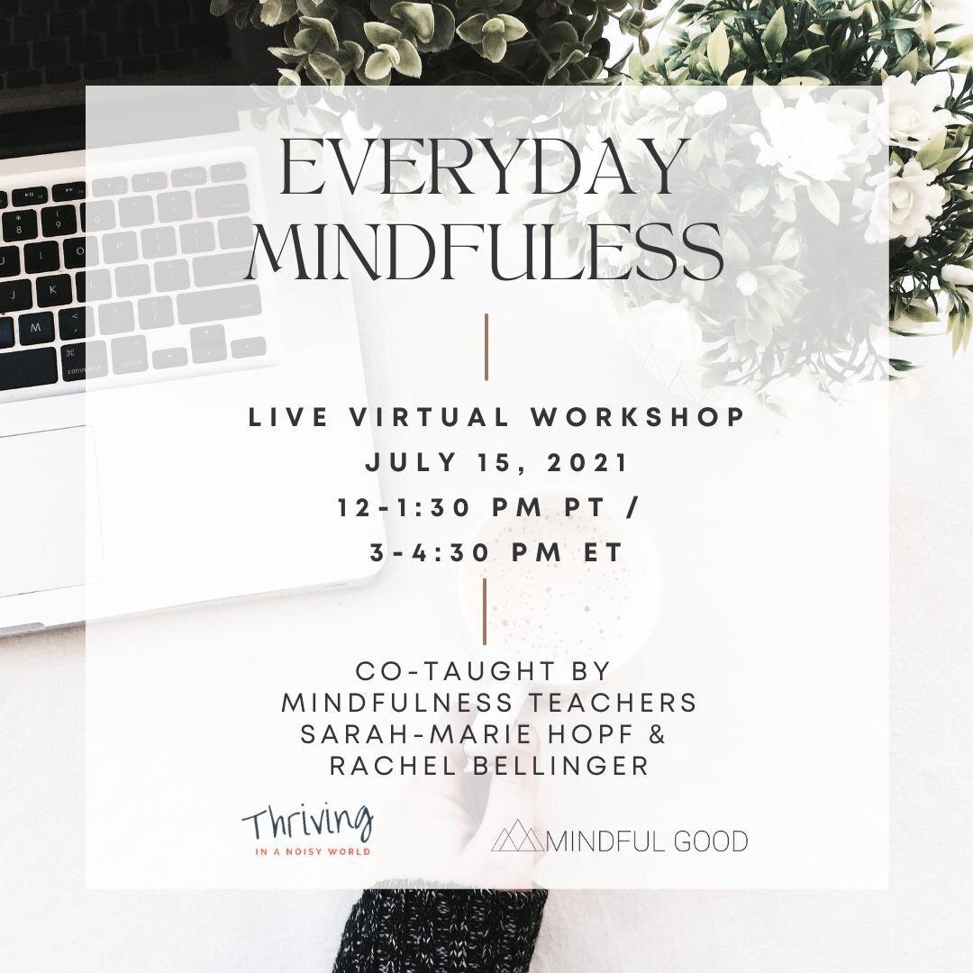 Come join us for a live virtual workshop TOMORROW (7/15) all about ✨simple, practical, and down-to-earth ways✨ to make mindfulness work for you. ⁠
⁠
By the end of the workshop, you'll⁠
* Understand the benefits of practicing mindfulness;⁠
* Know how 