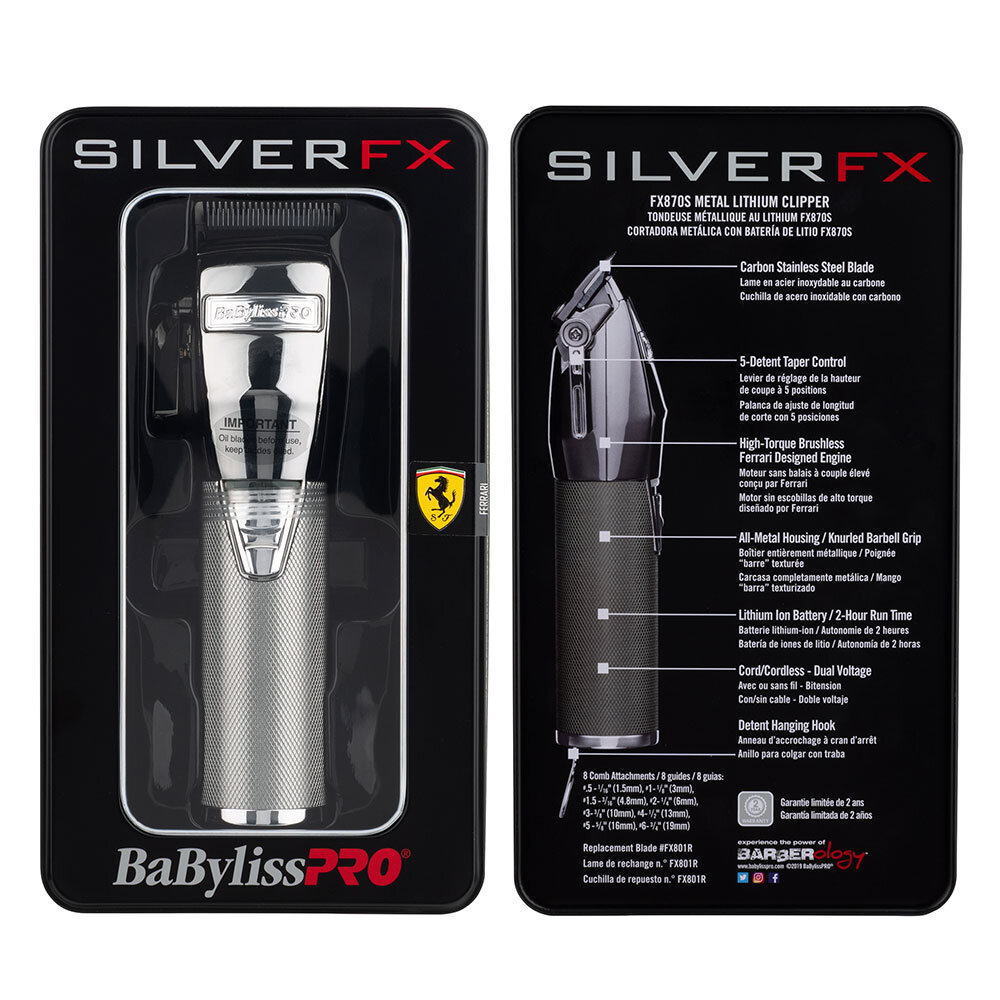 BaBylissPRO SilverFX Lithium Hair Clipper packaging