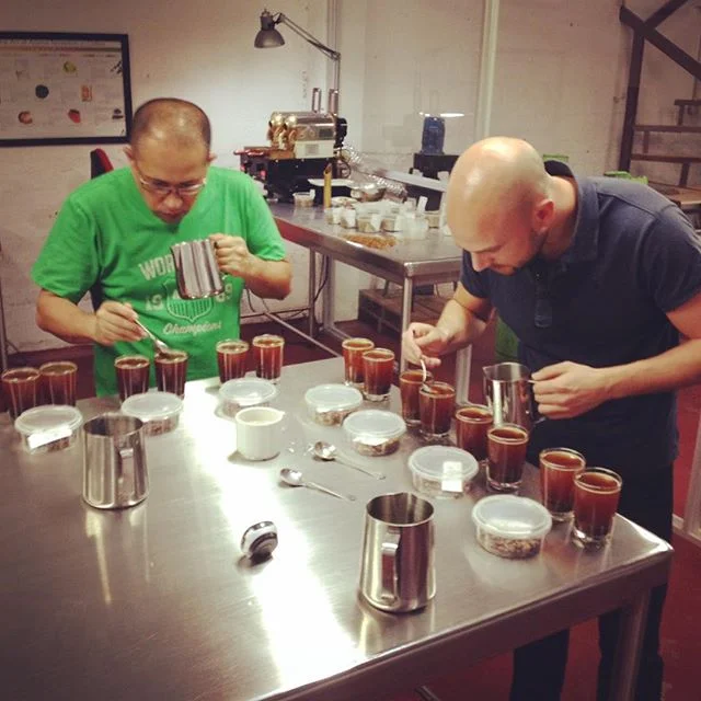 Cupping coffee in Colombia