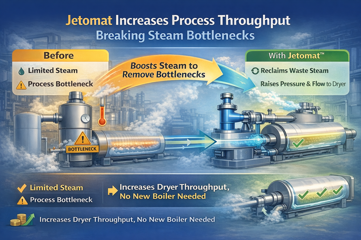 Jetomat Increases Process Throughput  Breaking Steam Bottlenecks: