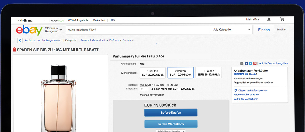 So wird der Mengenrabatt potentiellen Käufern angezeigt (Foto: eBay)