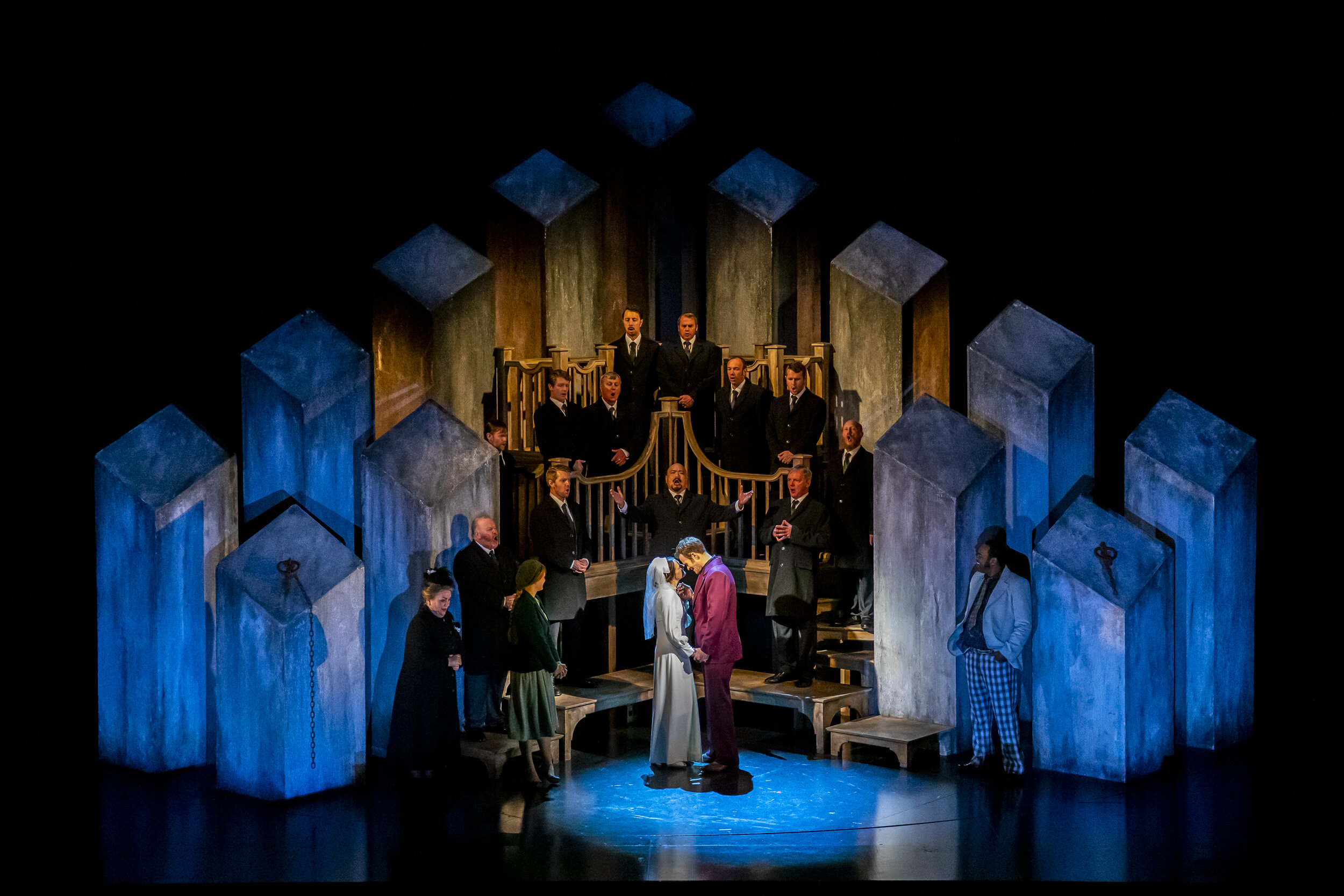 Sydney Mancasola (Bess), Duncan Rock (Jan) and the Cast of Breaking the Waves. Credit James Glossop..JPG