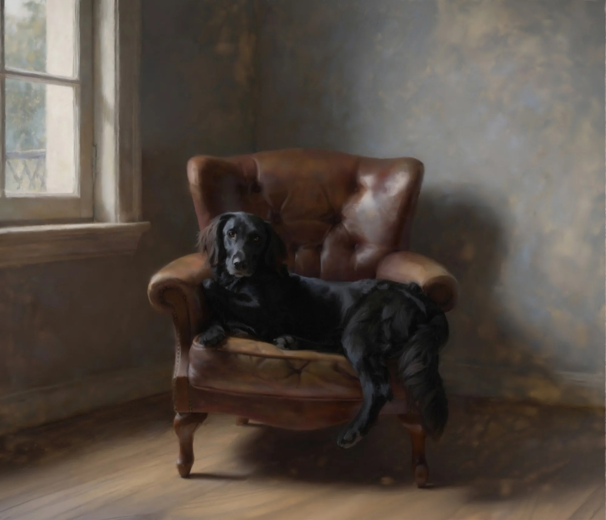 petal-flat-coated-retriever-portrait-leather-chair-betsy-bradford.jpg