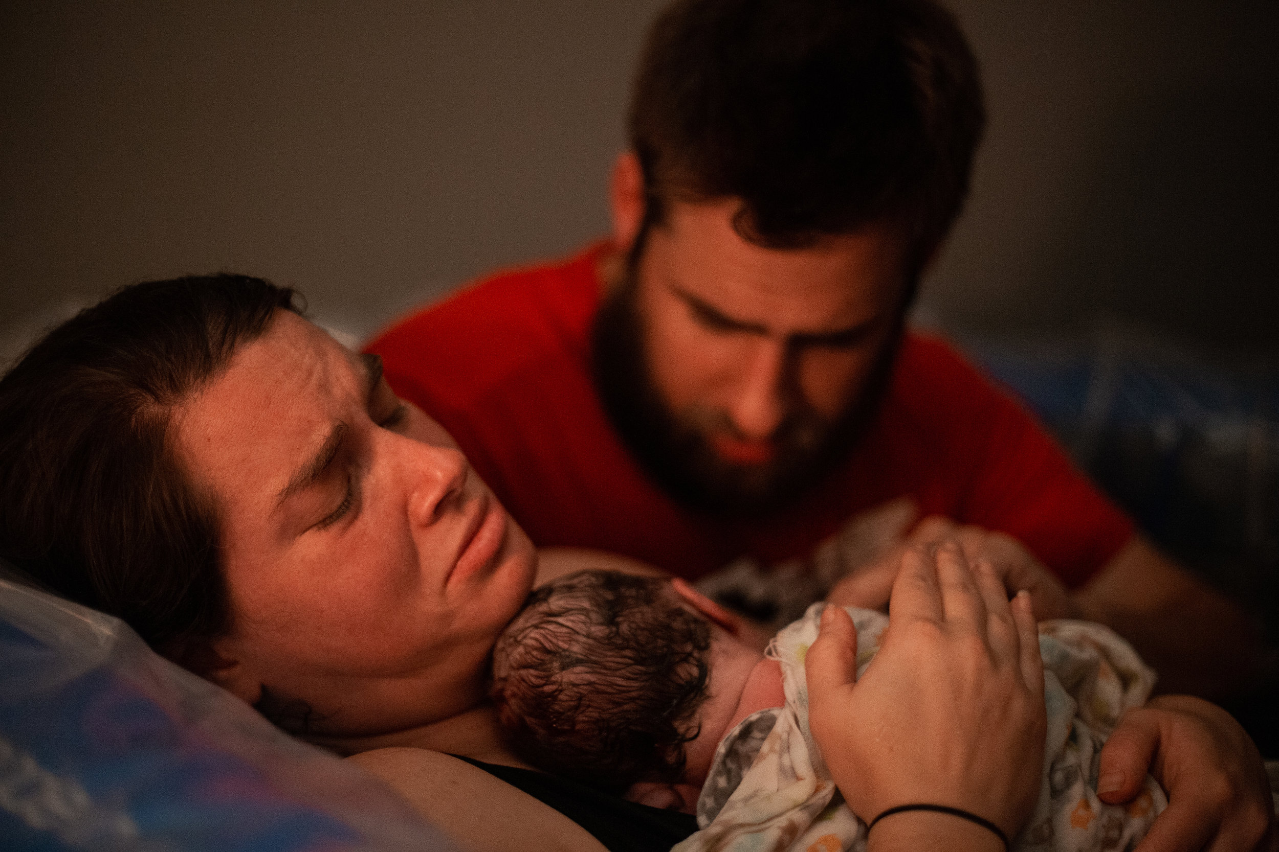 Parents with newborn baby.