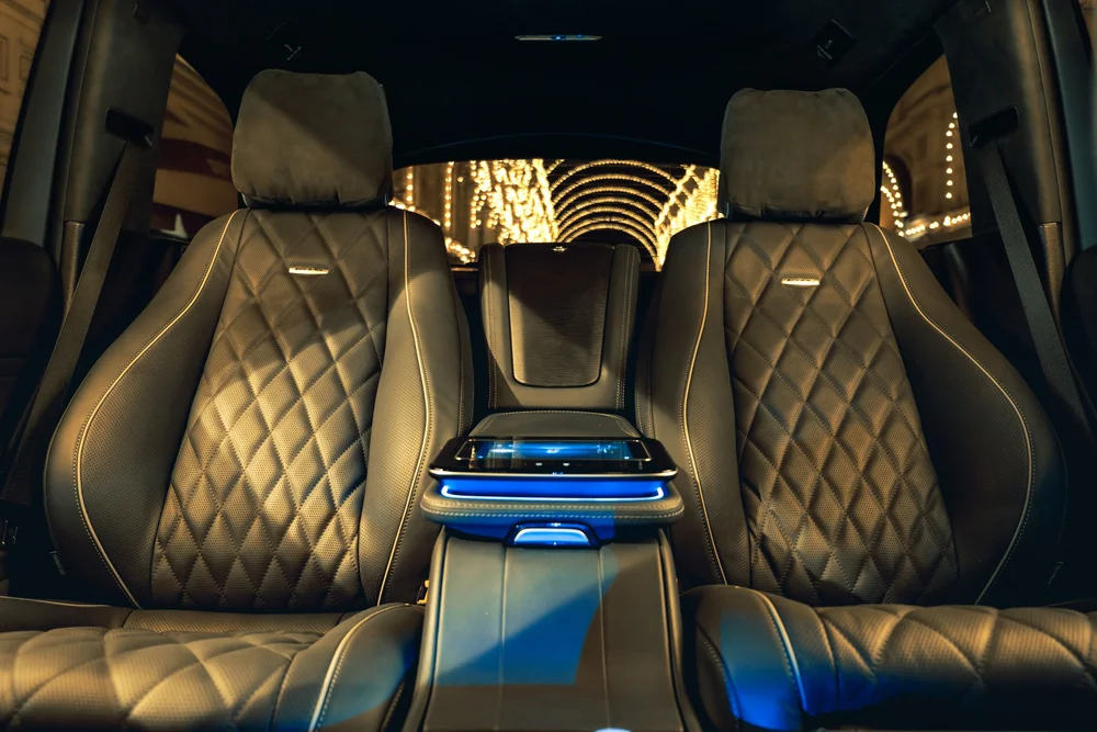 Elegant luxury car driving through California