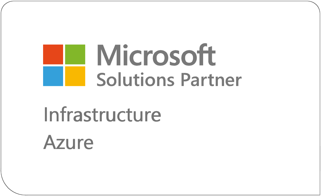 Microsoft Solutions Partner badge for Infrastructure Azure, featuring the Microsoft logo with colored squares.
