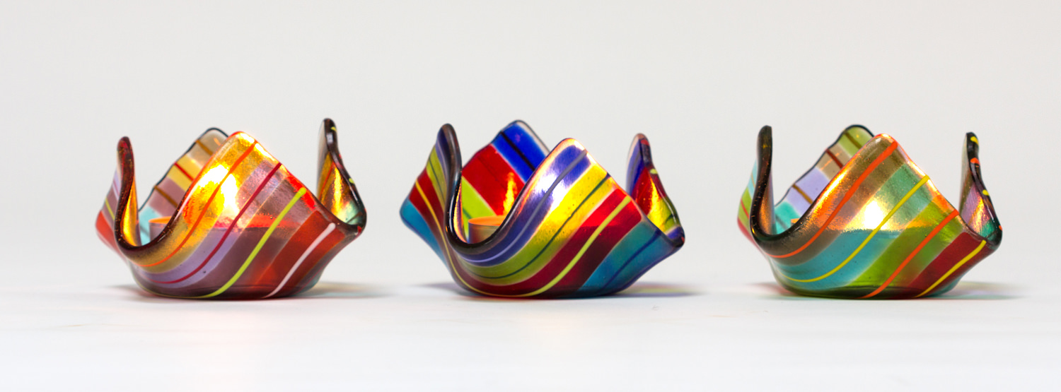 Beach striped tealight holders