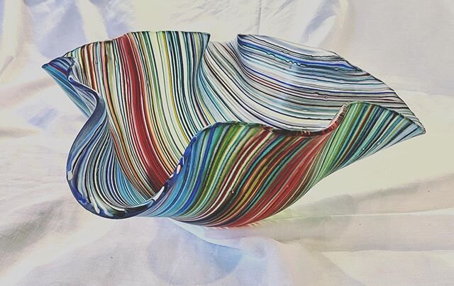 The largest striped bowl I ever made was the last thing to come out of the London kiln before lockdown. Keep safe and sane everyone, I will be staying put and growing vegetables instead of making glass for the foreseeable future in Dorset..... Though