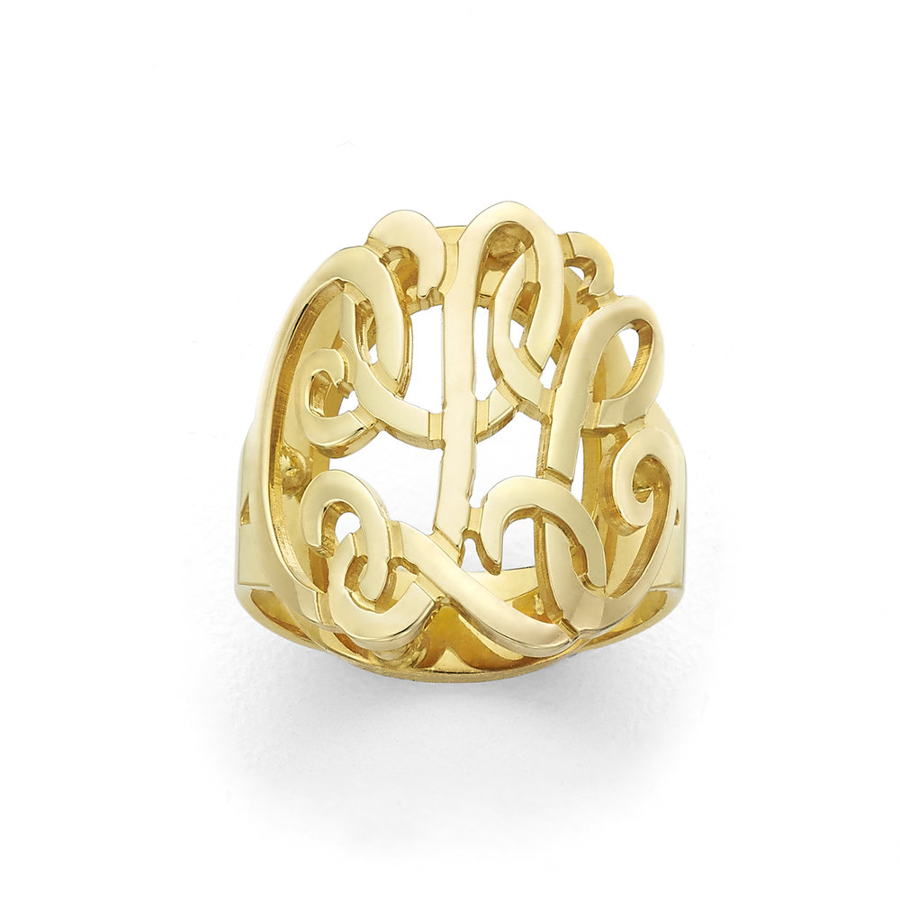 Silver N Style | MONORG1 - Personalized Monogram Ring in Solid Gold |  Custom Fine Jewelry | Initial Script Ring | Fine Jewelry & More