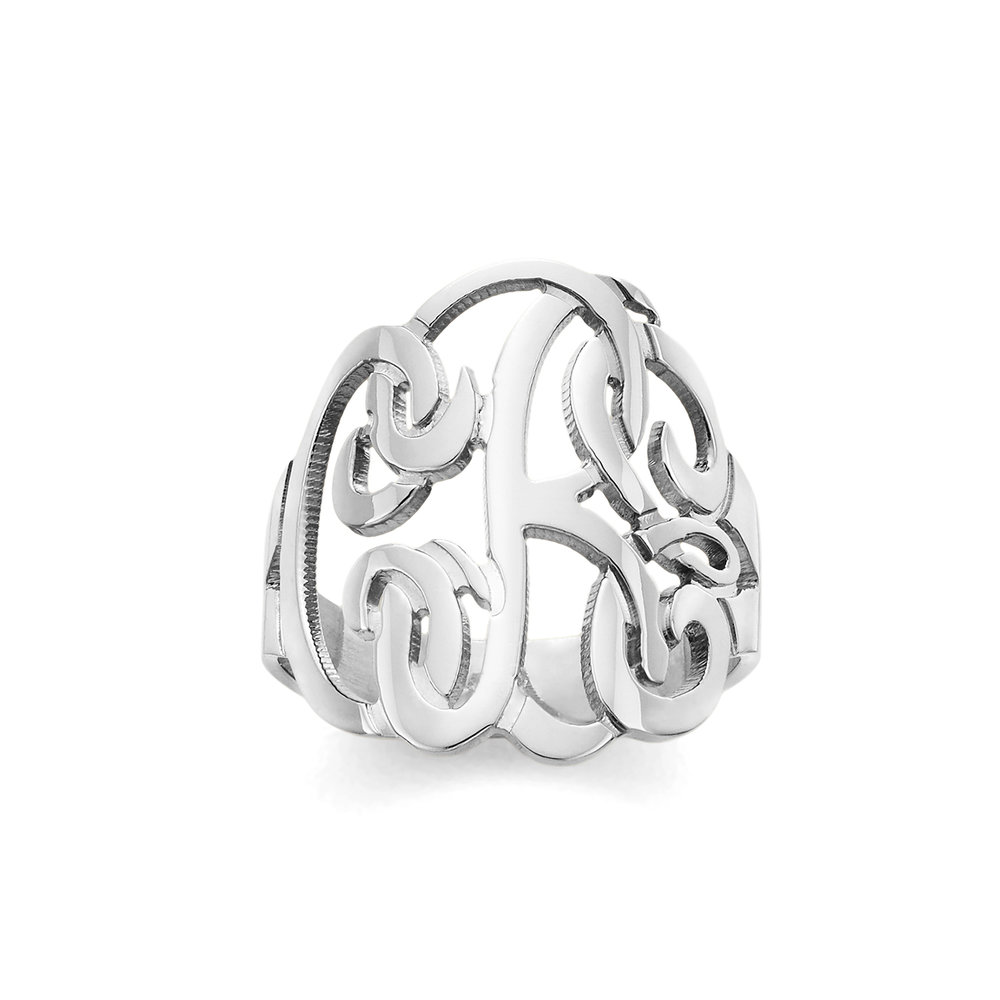 Silver N Style | MONORG2 - Personalized Monogram Ring in Sterling Silver |  Plated in White Rhodium or Yellow Gold | Fine Jewelry & More