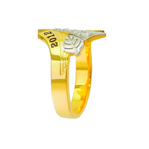Silver N Style, School ring 14k Gold graduation ring 16mm Modern Leaf Class  Ring CLASS32 gold high school ring