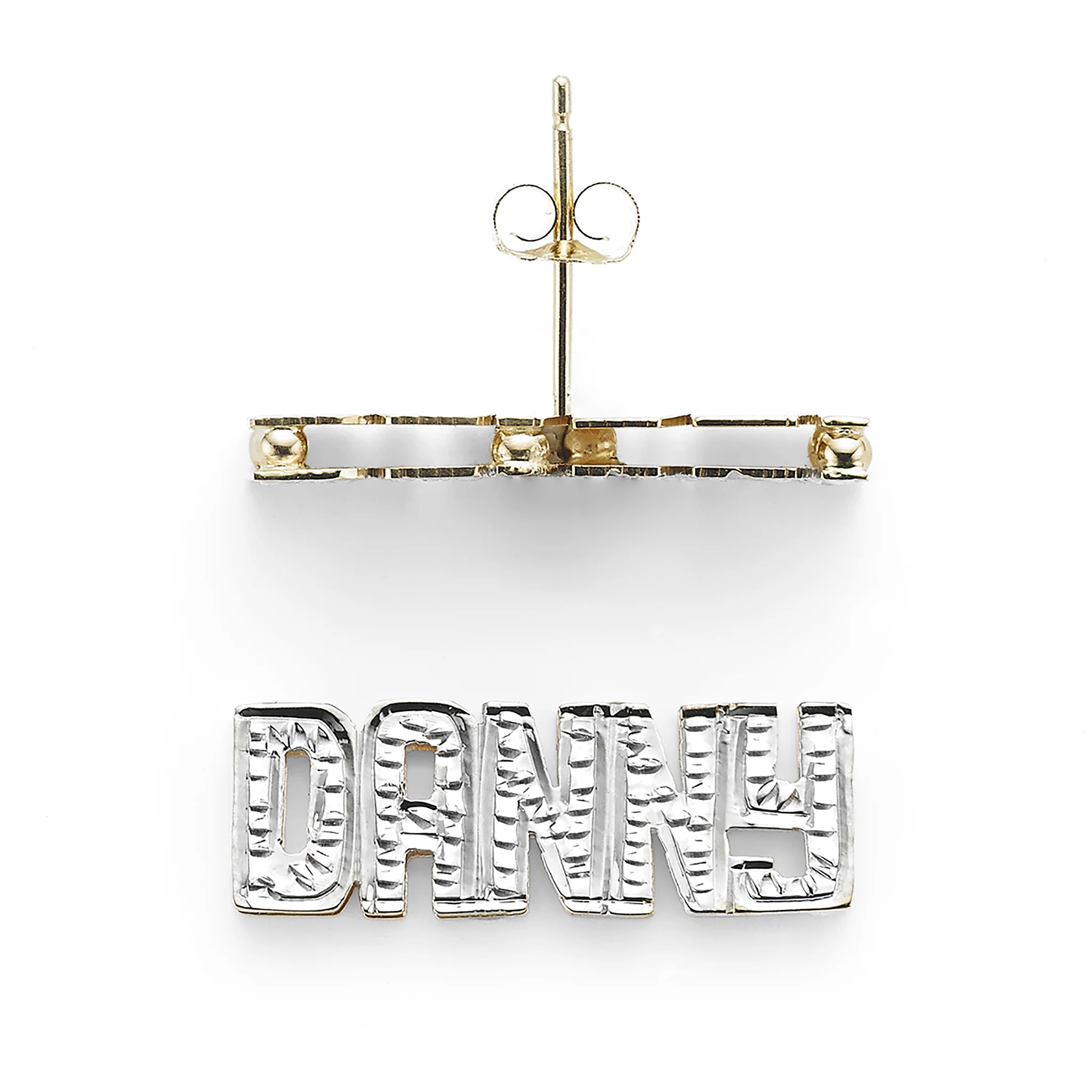 LEE817 - Accented Block 3D Name Earrings