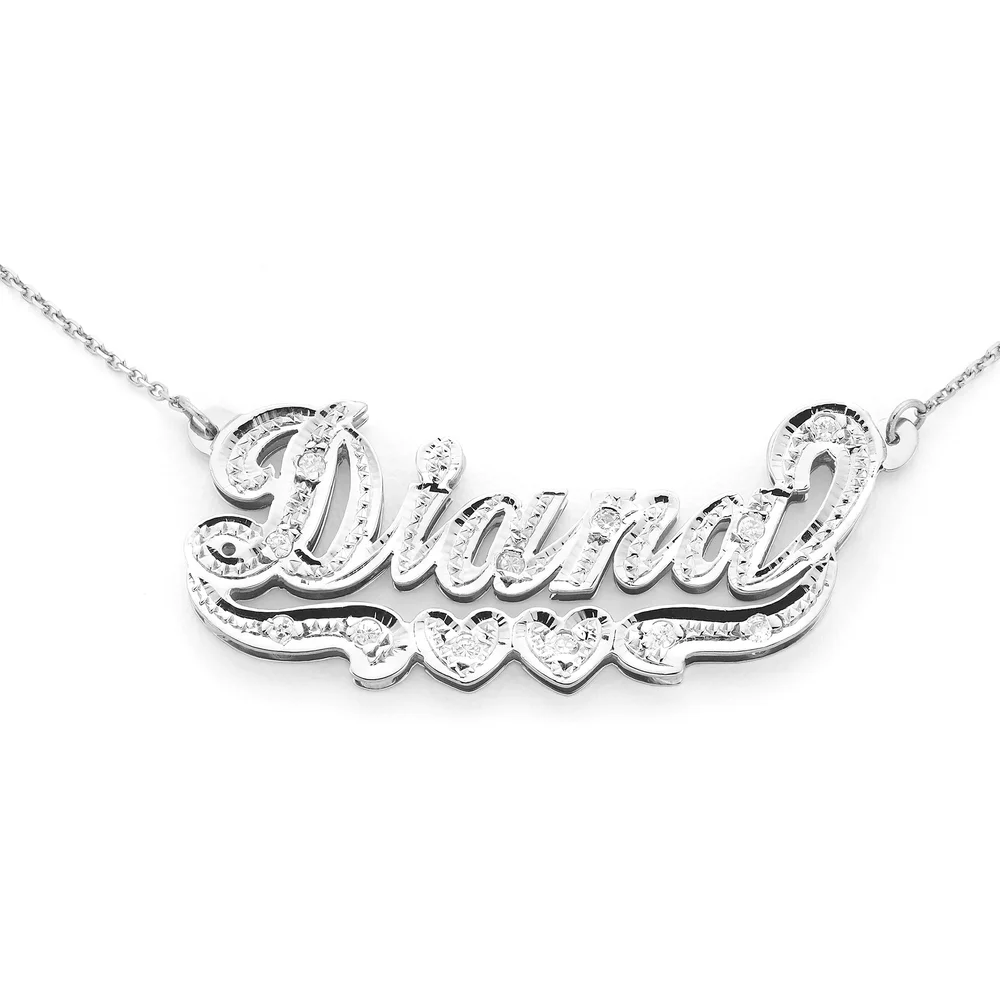 Silver N Style LEE358 Personalized Solid Gold Name Necklace with  Diamonds Luxury Custom Fine Jewelry Accessory Fine Jewelry More