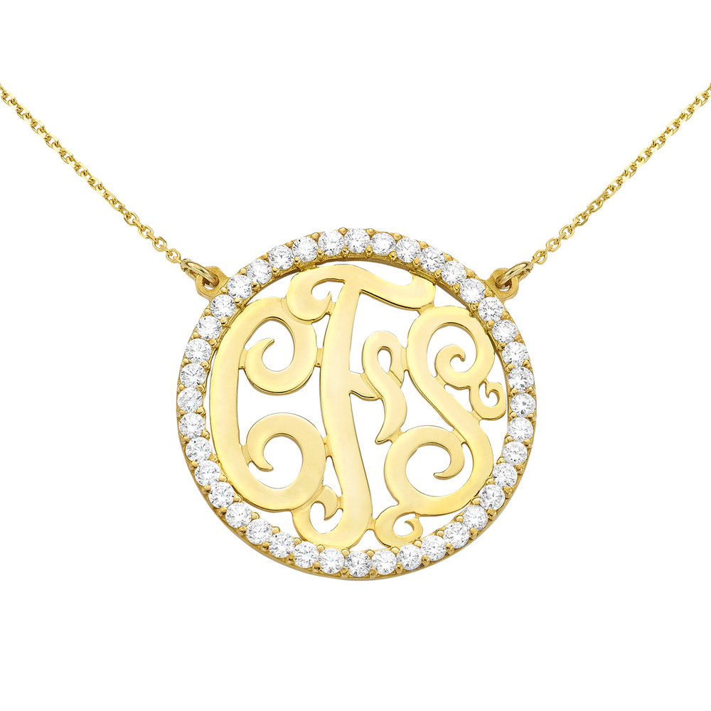 Silver N Style | MonoCZ Gold Monogram Necklace with CZ | Fine Jewelry & More